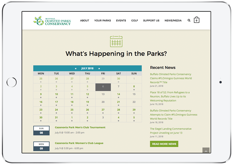 Calendar integration for Olmsted Parks Conservancy