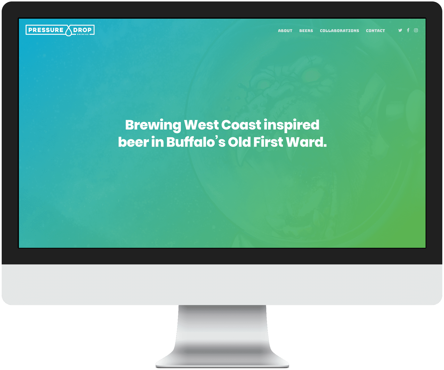 Pressure Drop Brewing homepage design on desktop