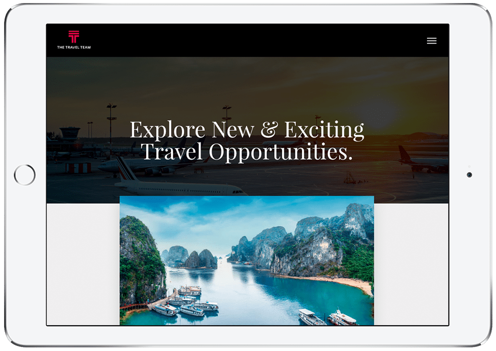 The Travel Team website screenshot on iPAD