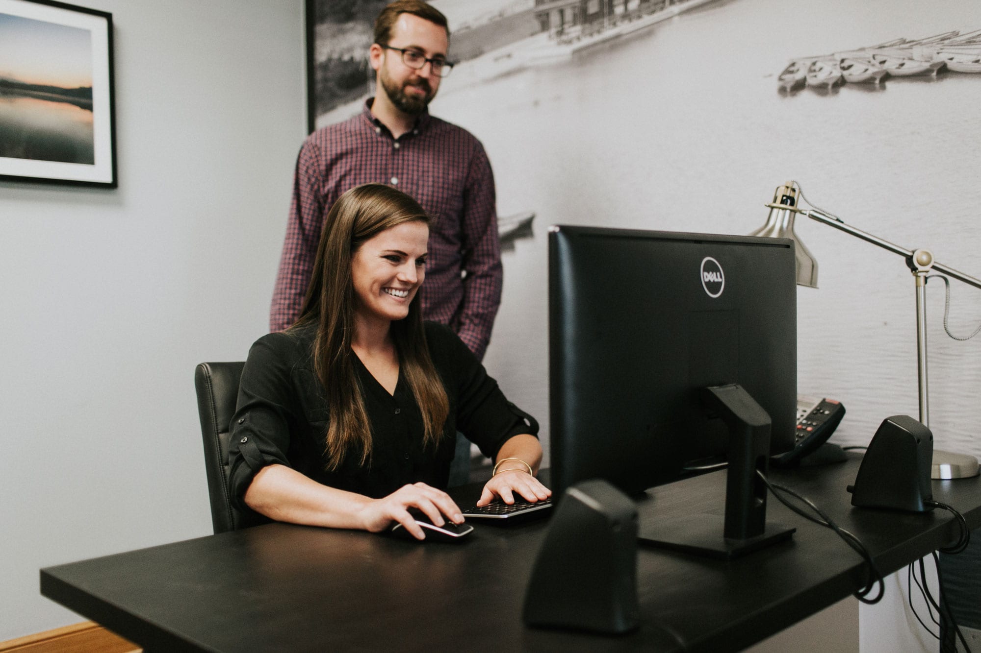 Jenna and Chris working on a client project