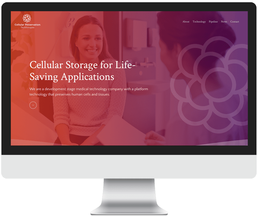 Cellular Preservation Technologies website homepage desktop display