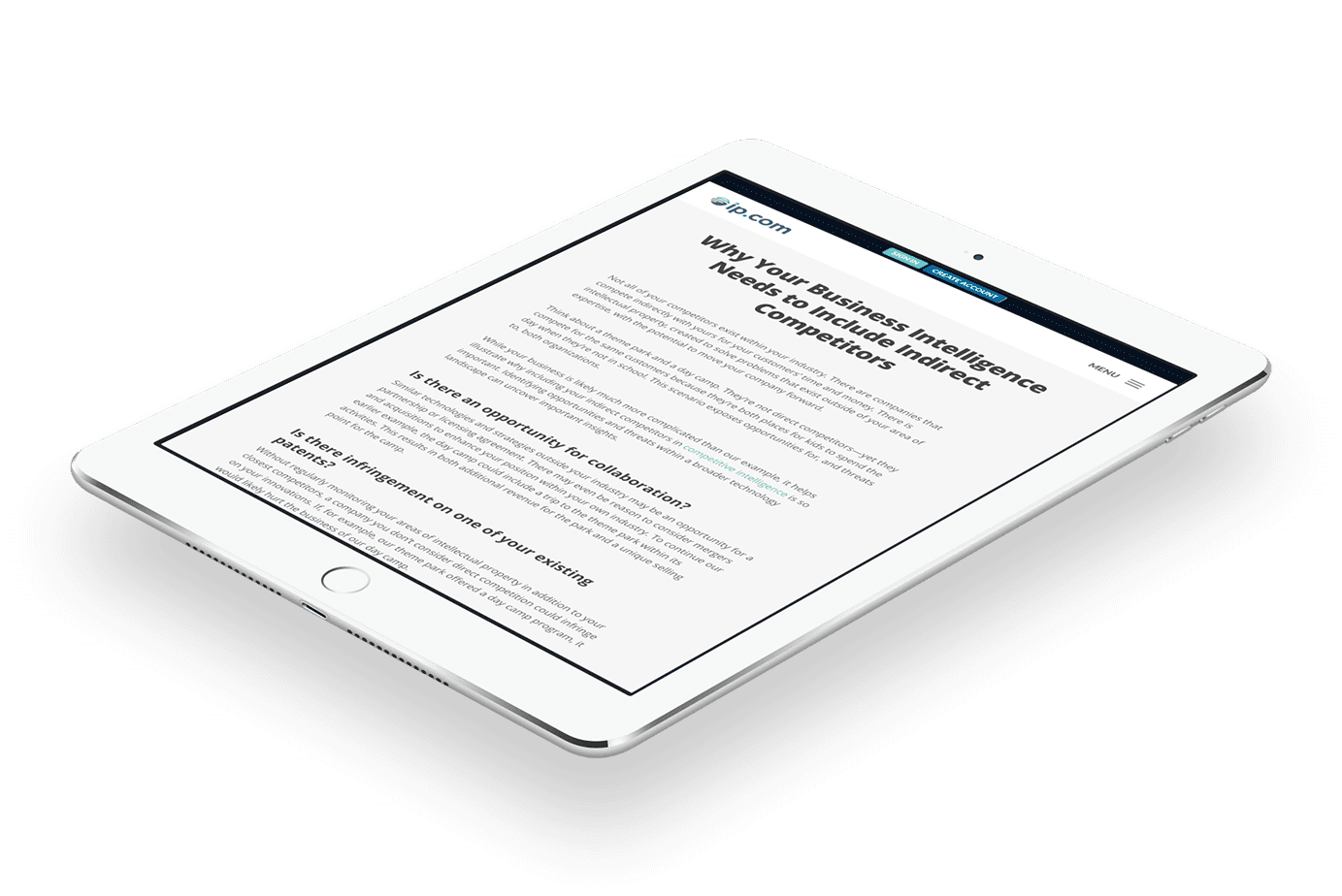 IP.com optimized blog content tablet preview