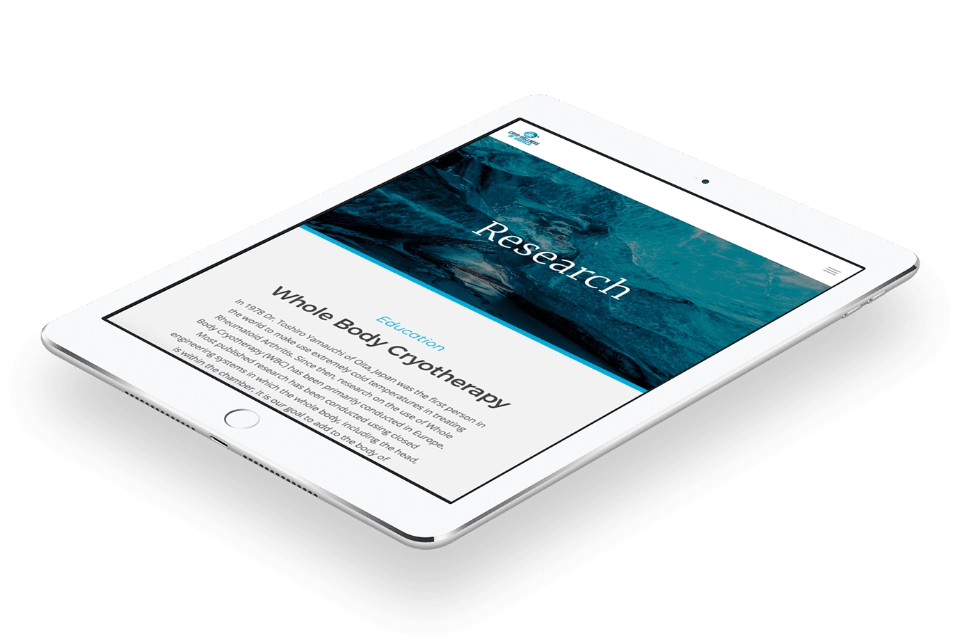 Educating website visitors on cryotherapy