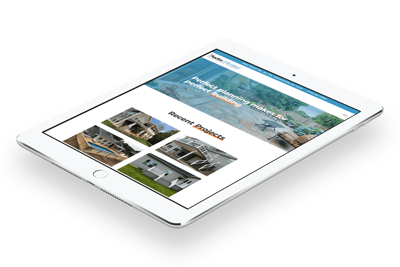 Decks Unlimited responsive website tablet display