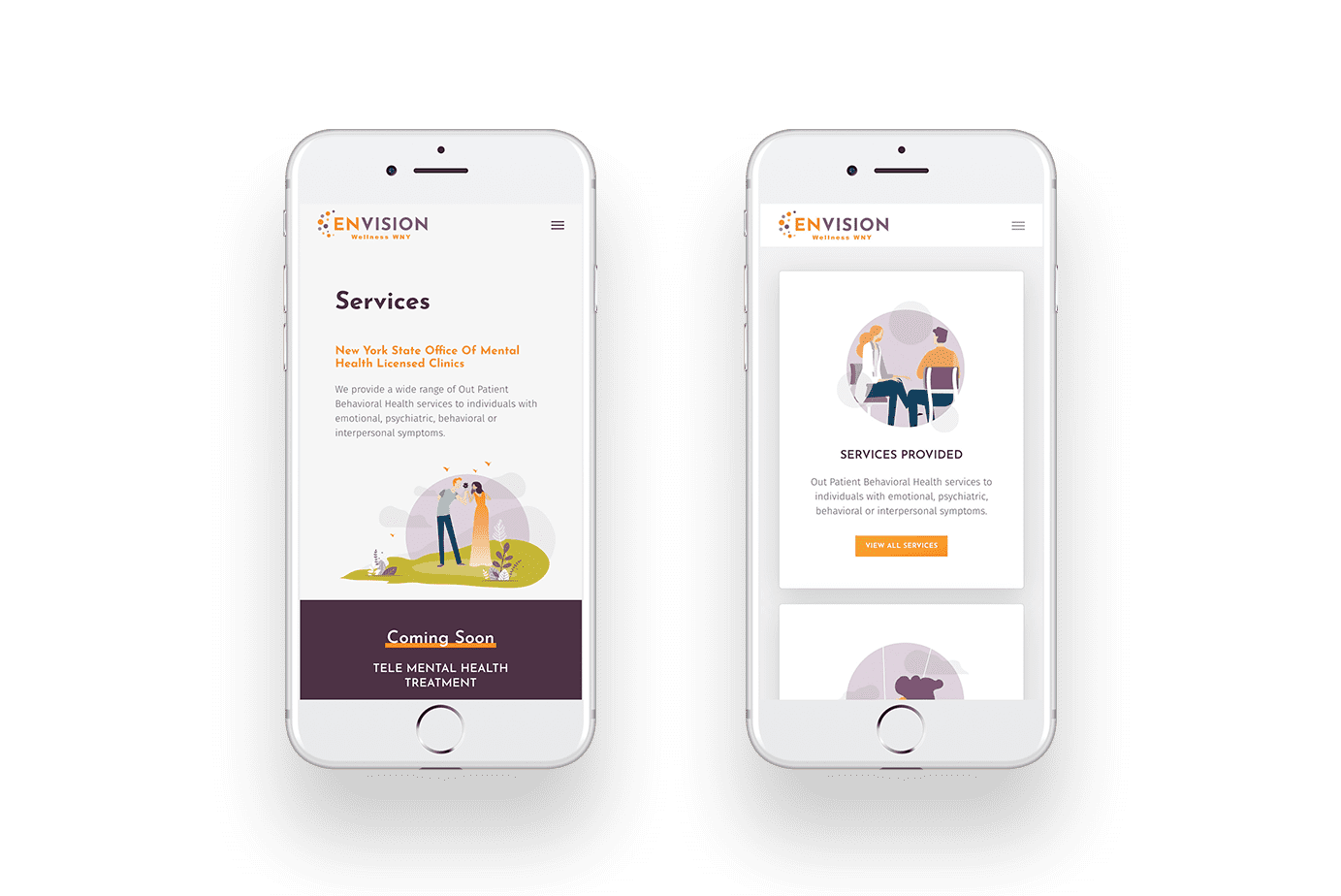 Envision Wellness WNY mobile website screenshots