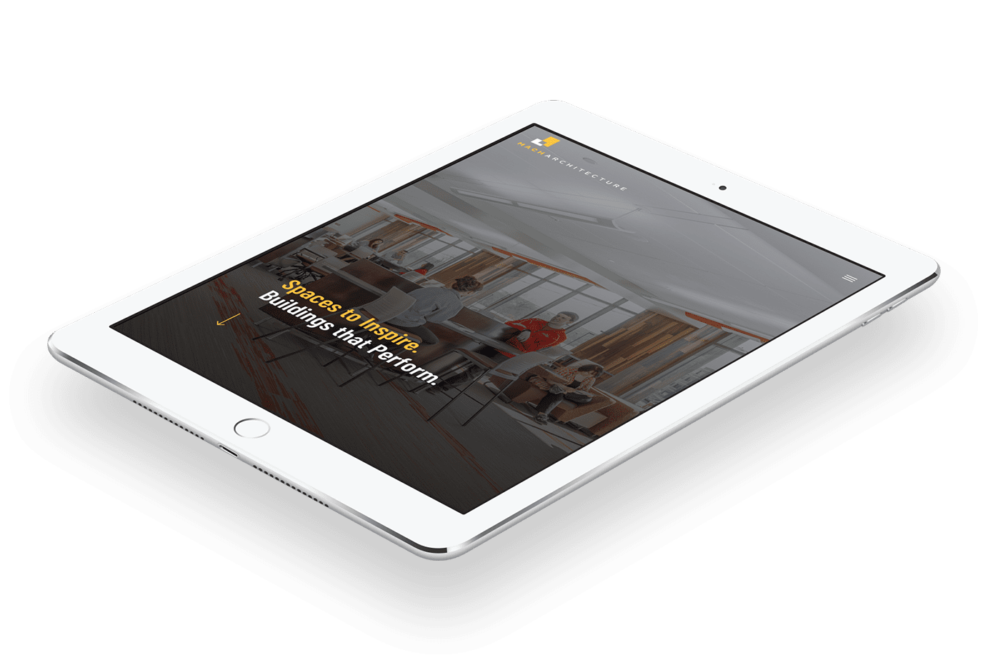 Mach Architecture website homepage preview on tablet