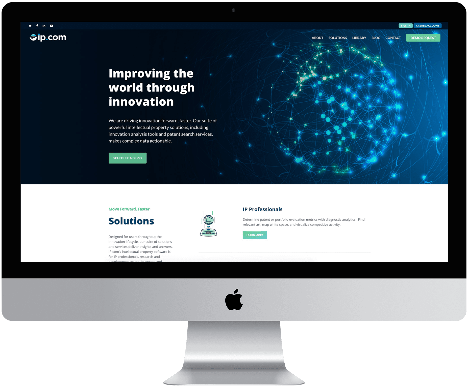 IP.com website design desktop display