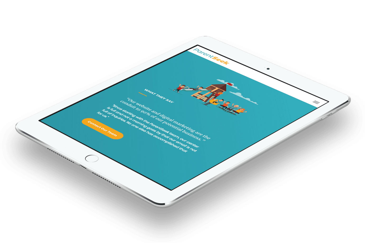 ParentSeek's responsive website on an iPad