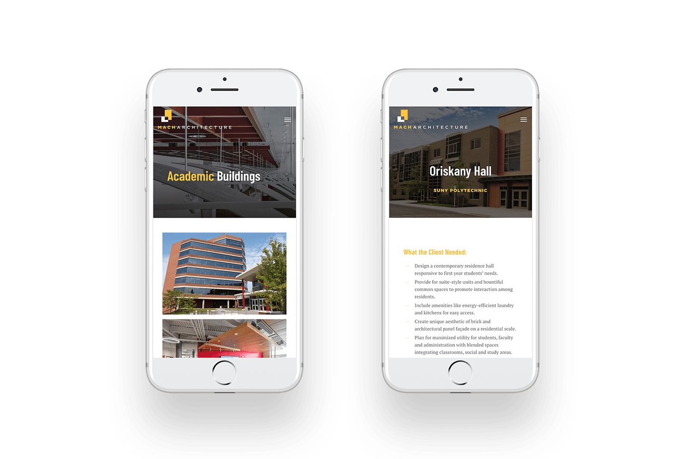 Mach Architecture responsive website design mobile display