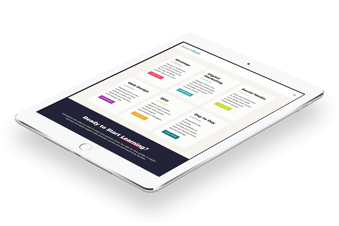 ParentSeek website blog page screenshot on tablet display