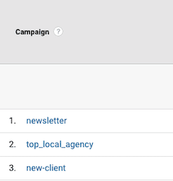 Campaign data in Google Analytics