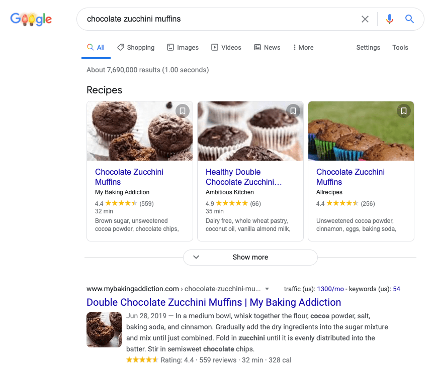 SERP screenshot with featured snippet