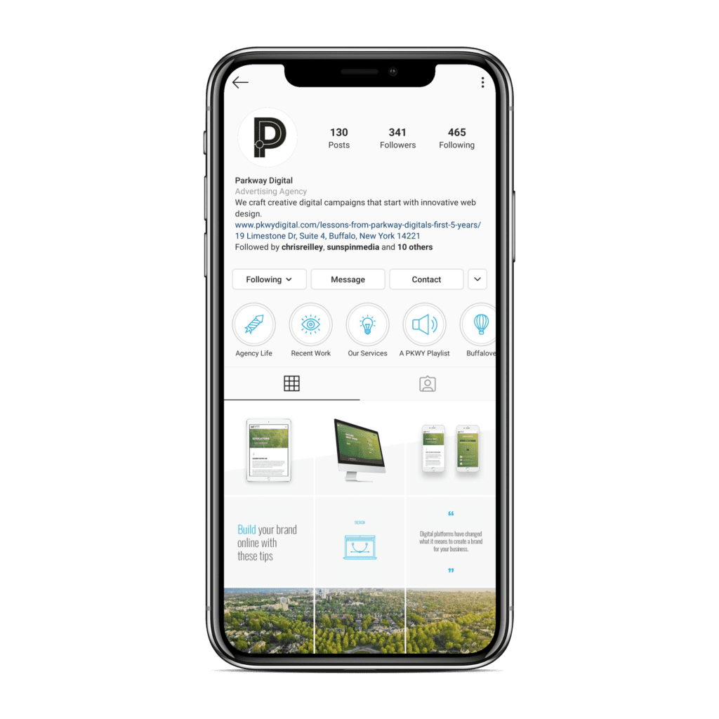 Parkway Digital Instagram on mobile