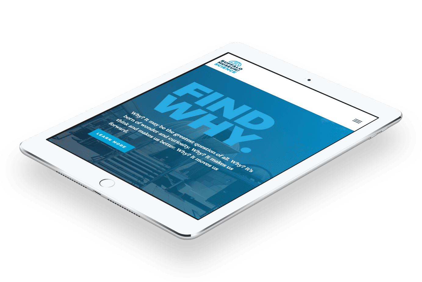 Buffalo Museum of Science homepage responsive web design on tablet