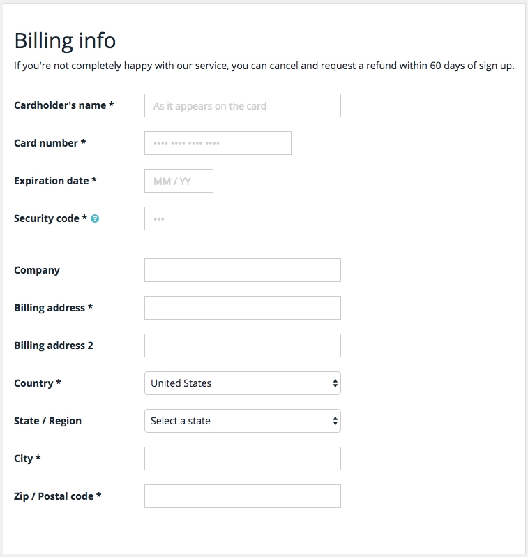 WordPress Engine billing info screenshot