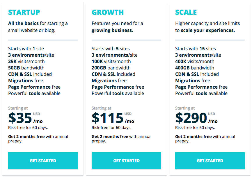 WordPress Engine setup plan options screenshot